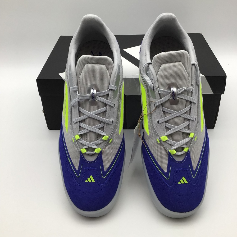 Adidas F50 Freestyle Messi Indoor Soccer Shoes Men‎ 11.5 Neon Yellow Blue JH8830 - Picture 3 of 8